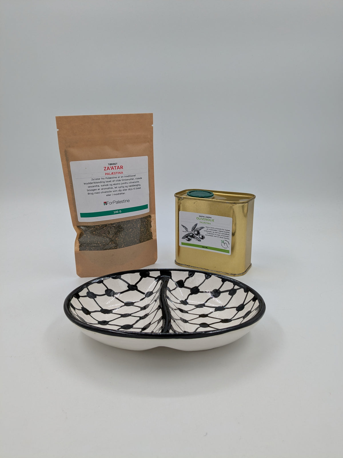 Dipskål med 2 rum, ekstra jomfruolivenolie og za’atar