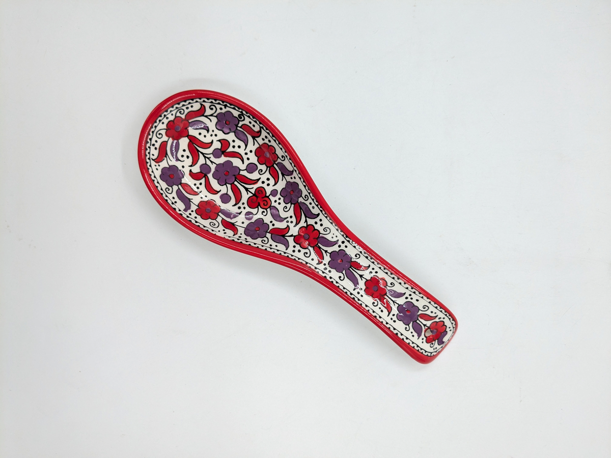 Porte-cuillère (repose-cuillère) -rouge/lavande