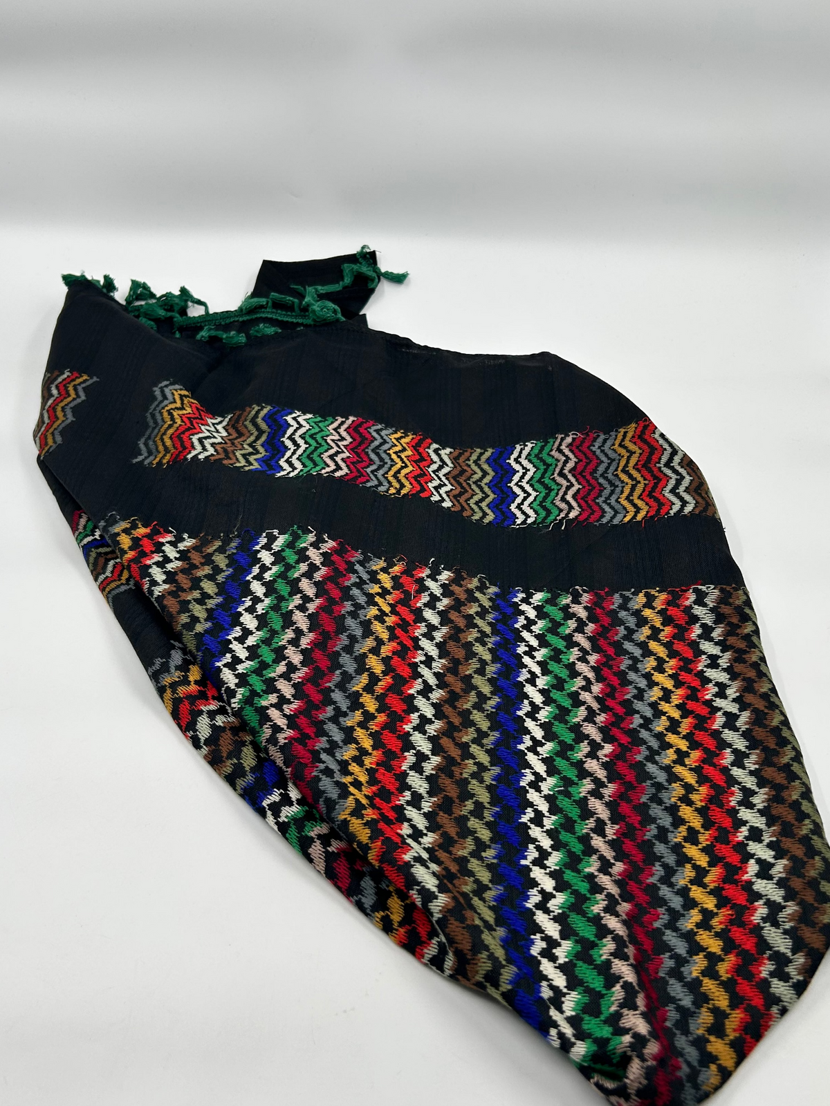 Authentique kuffiyeh Hirbawi-multicolore avec pompon vert