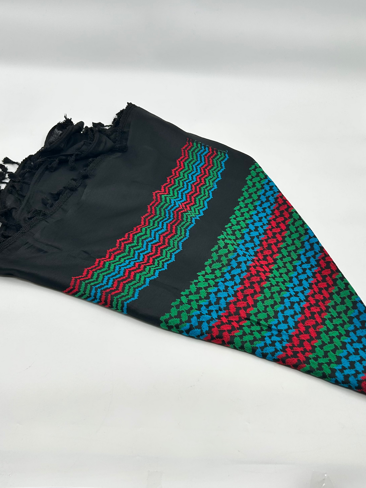 Authentique kuffiyeh Hirbawi-vert, rouge, bleu