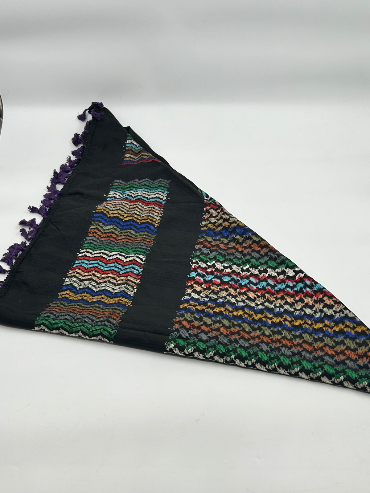 Authentique kuffiyeh Hirbawi-multicolore avec pompon violet