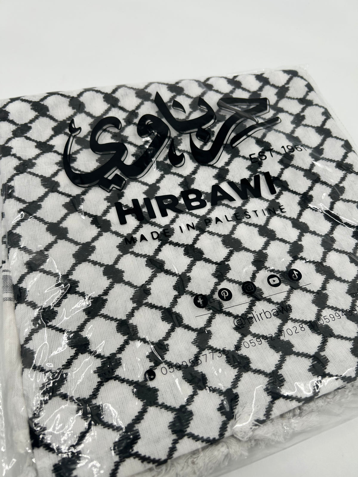 Authentique kuffiyeh Hirbawi - blanc/noir