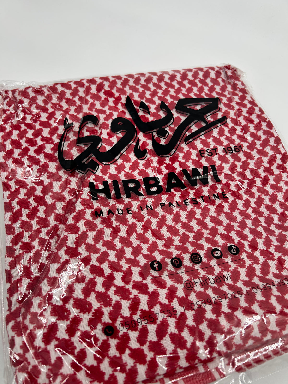 Authentique kuffiyeh Hirbawi-rouge/blanc