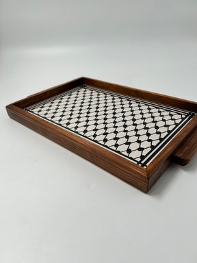 Handmade serving tray from Palestine - kuffiyeh pattern