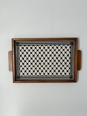 Handmade serving tray from Palestine - kuffiyeh pattern