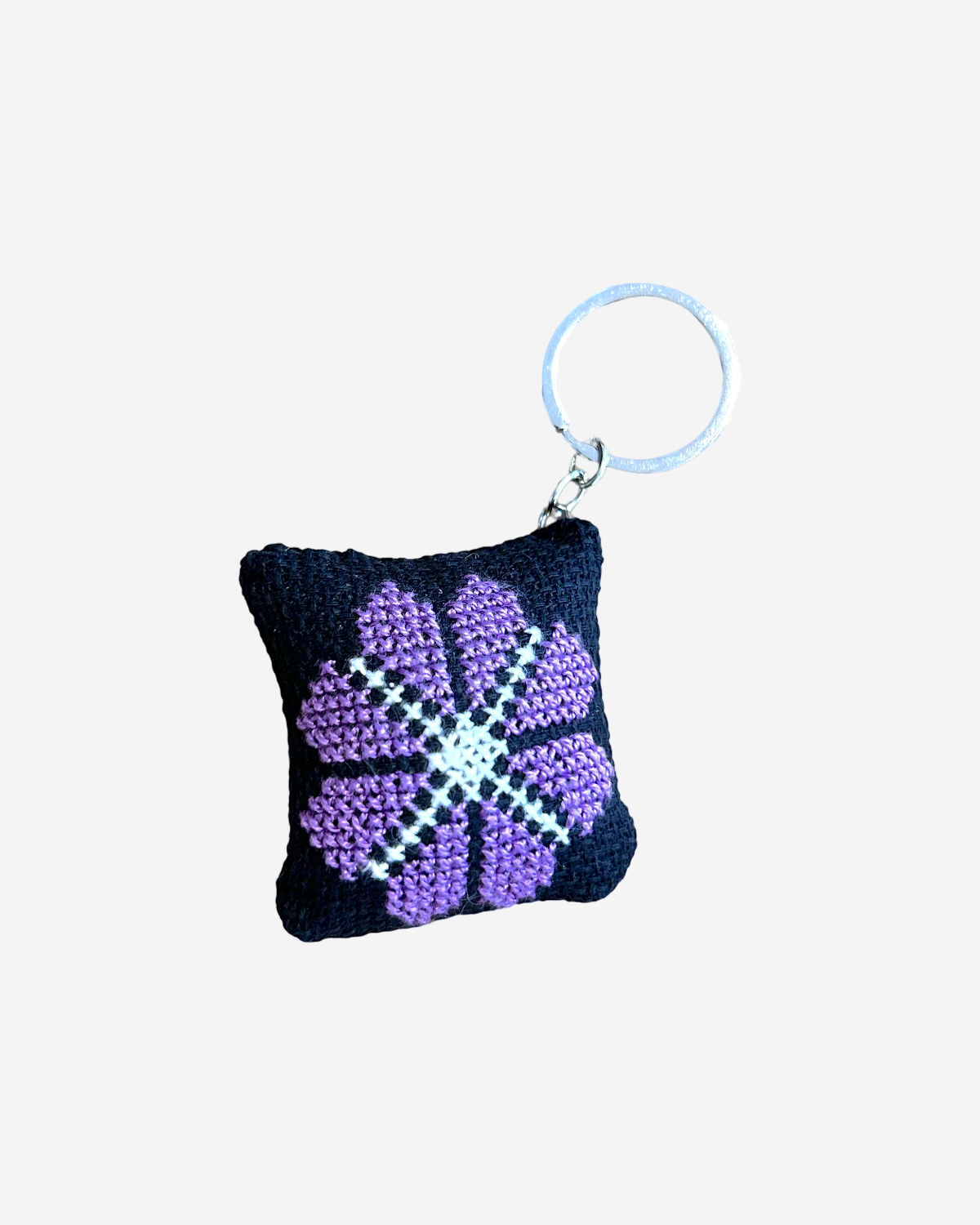 Porte-clés Tatreez-violet/blanc