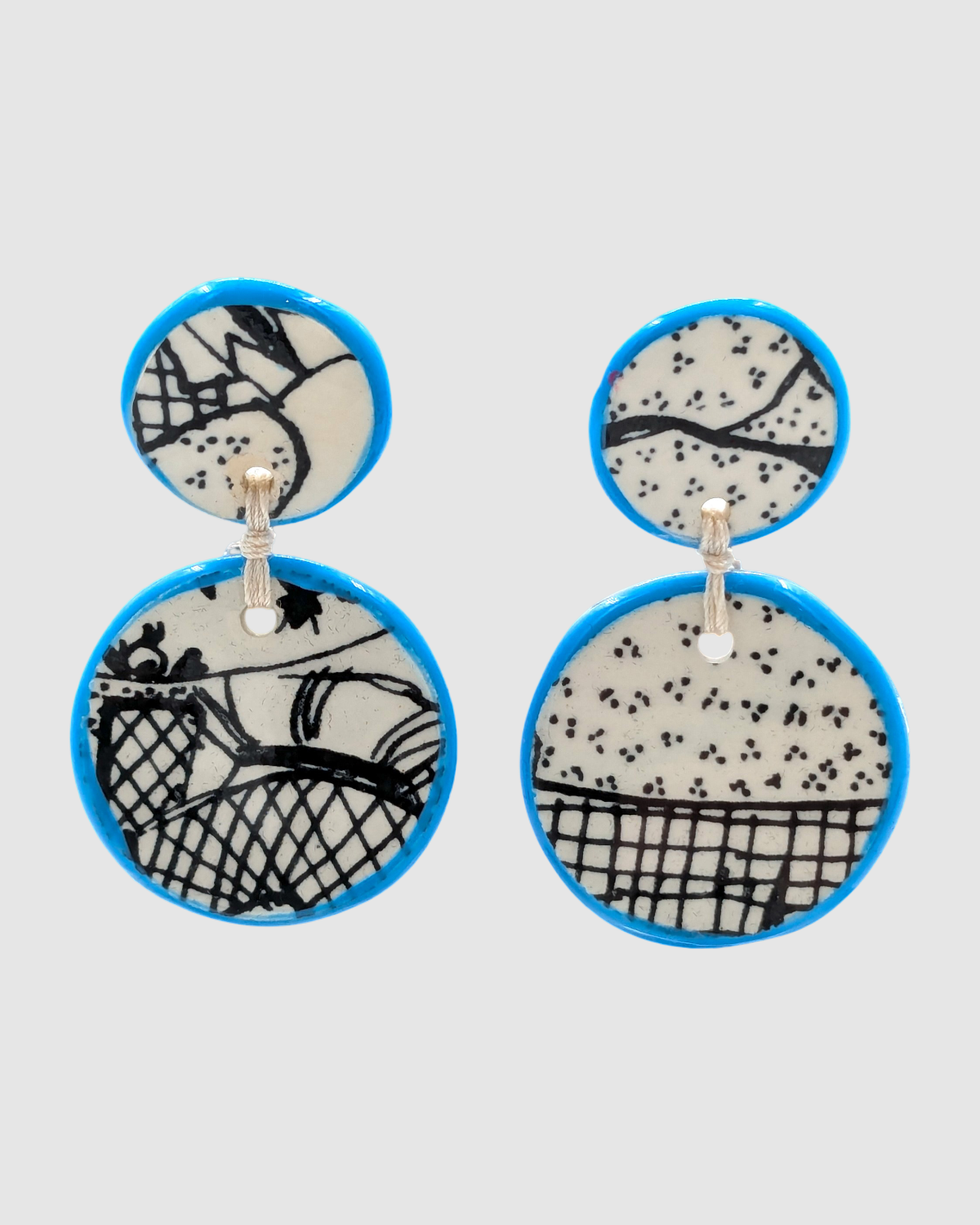 Boucles d'oreilles artisanales en céramique palestinienne-R
