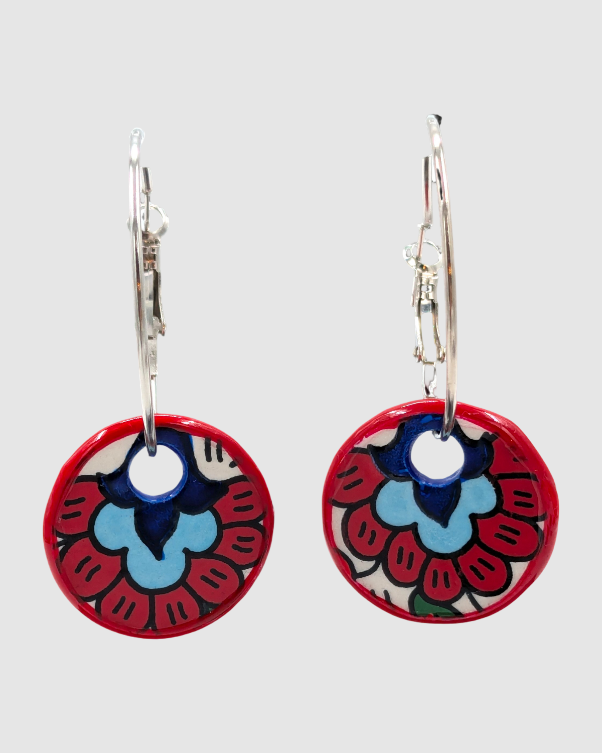 Boucles d'oreilles artisanales en céramique palestinienne-Q