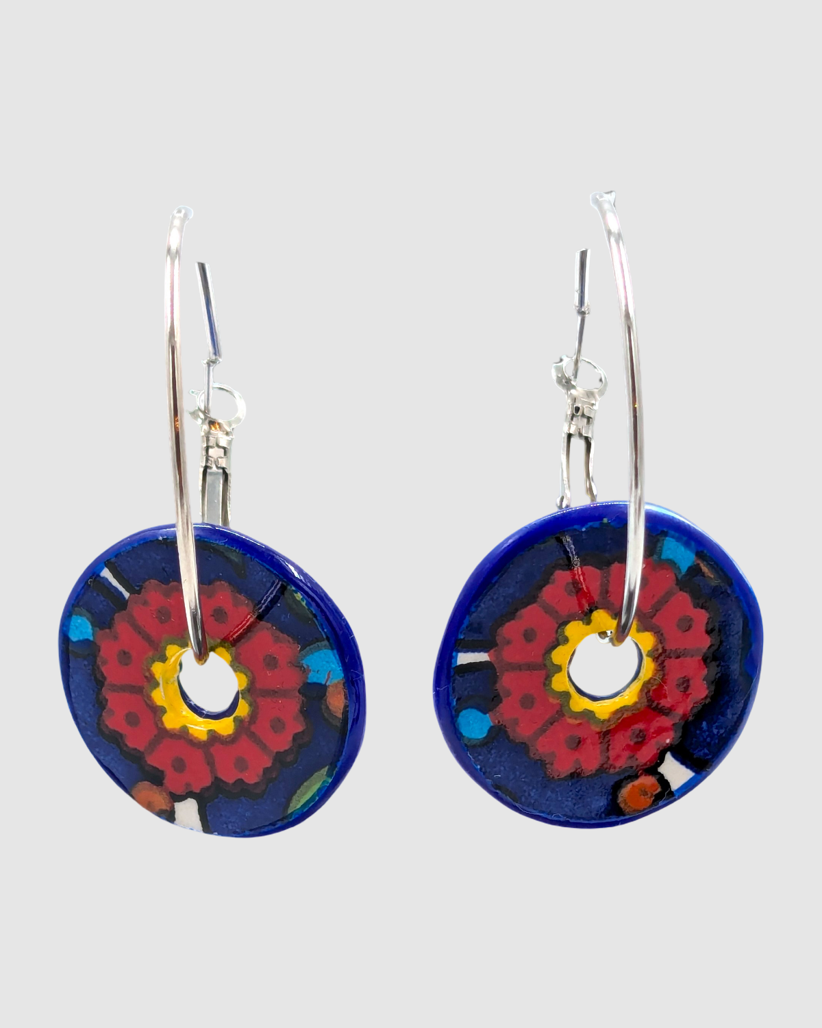 Boucles d'oreilles artisanales en céramique palestinienne-P
