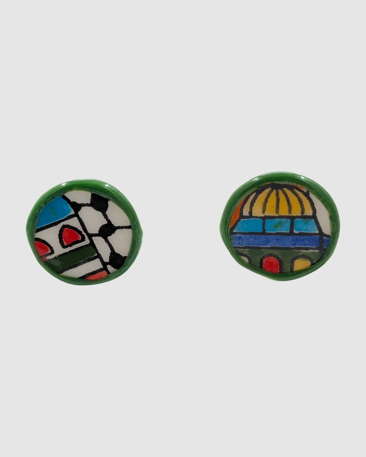 Boucles d'oreilles artisanales en céramique palestinienne-I