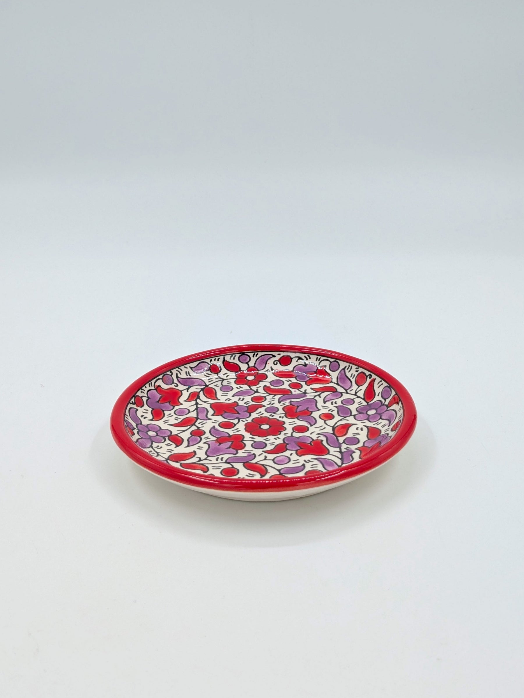 Assiette à gâteau-rouge/lavande