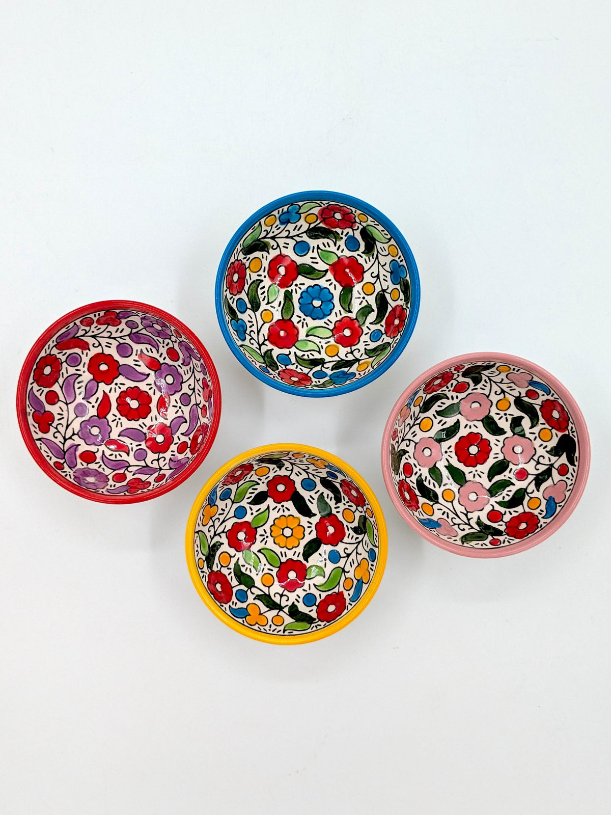 4 ciotole in ceramica palestinese fatte a mano - 9 cm