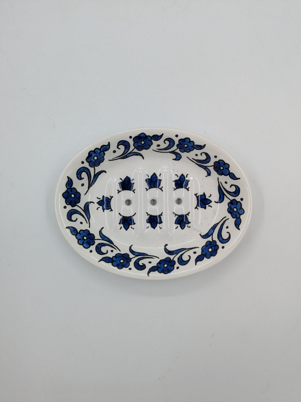Porte-savon à trous-bleu roi/blanc