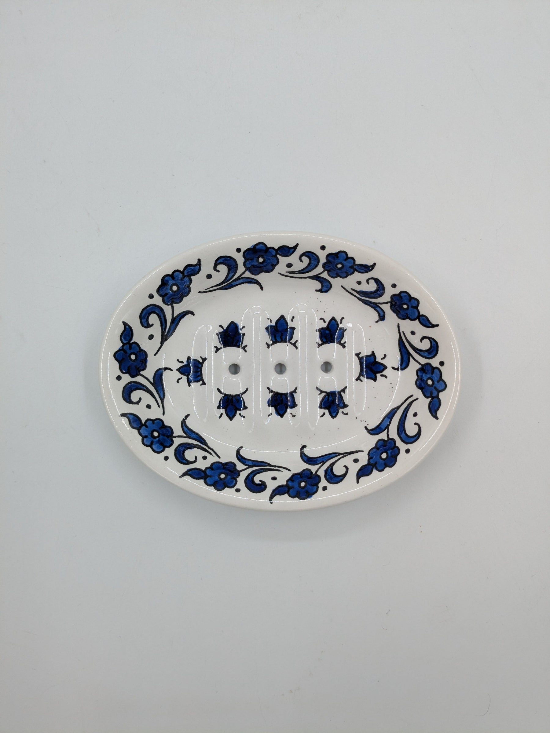 Porte-savon à trous-bleu roi/blanc