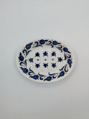 Porte-savon à trous-bleu roi/blanc
