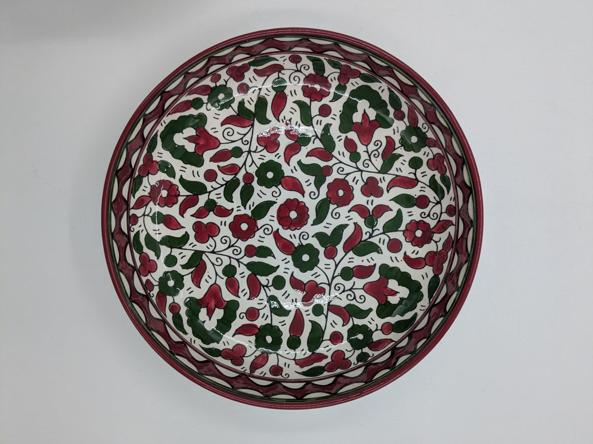 Servierplatte 23 cm - bordeaux/grün
