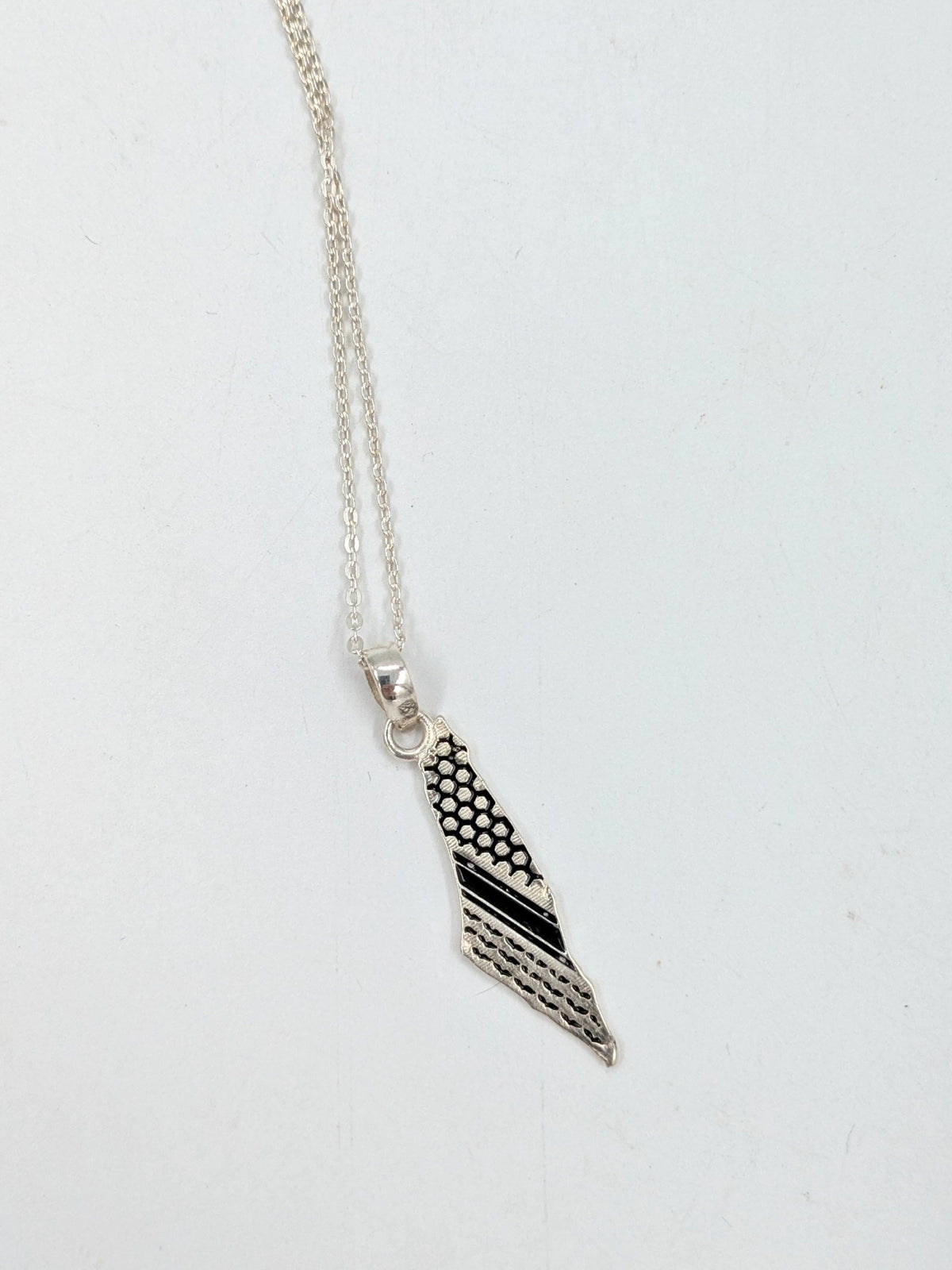 Pendentif carte Palestine avec chaîne en argent