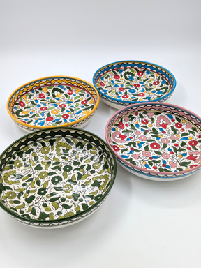 Grande fascio di 4 piatti in ceramica palestinese fatti a mano - 23 cm